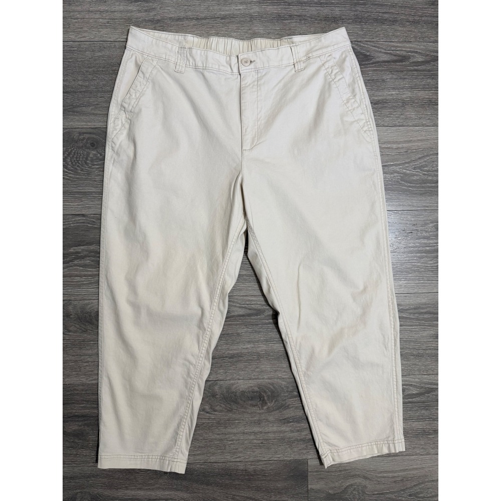 Old‎ Navy High-Rise OG Chino Pants XL Cream Beige Elastic Back Cropped Tapered